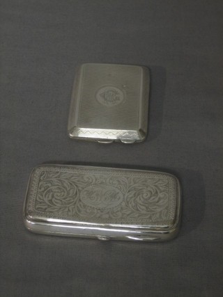 A Victorian silver cheroot case London 1869 and a silver match slip 2 ozs 