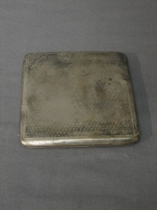 A silver cigarette case with engine turned decoration London 1929 5 ozs