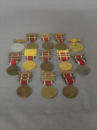 13 various London County Council School Attendance medals