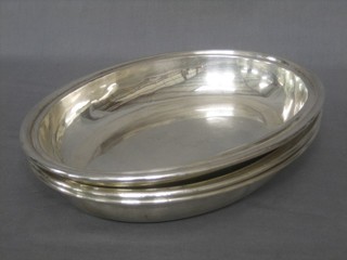 3 oval silver plated dishes 12" 