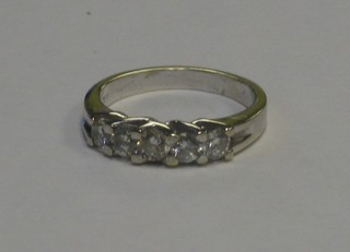 A lady's 18ct white gold dress ring set 5 diamonds approx 1ct