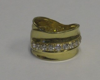 A lady's 14ct gold dress ring set diamonds