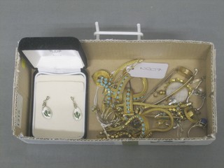 A gilt suite of "turquoise" set jewellery and a small collection of costume jewellery