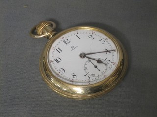 A gentleman's Omega pocket watch contained in a gold plated case