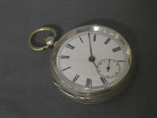 A gentleman's open faced pocket watch contained in a silver case