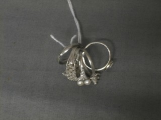 6 various silver dress rings