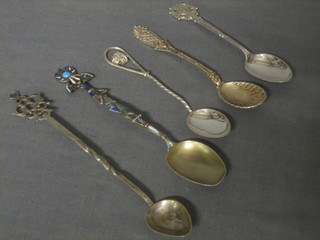 A silver trophy spoon for the Miniature Rifles Society, an Eastern coffee and 3 other silver teaspoons 
