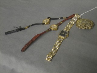 A lady's Longines wristwatch, 2 other wristwatches and a pendant watch