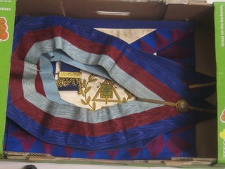 A quantity of Royal Arch Grand Chapter Officer's regalia comprising 2 aprons and collars for Grand Standard Bearer