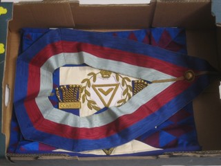 A quantity of  Royal Arch Grand Chapter regalia comprising 2 aprons - Grand Sogina and Grand Standard Bearer together with collar