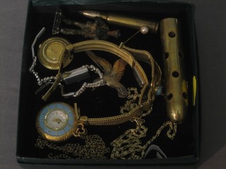 A wristwatch contained in a gilt case and a small quantity of costume jewellery