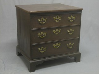 An 18th Century Continental oak chest of 4 long drawers raised on bracket feet 29" 