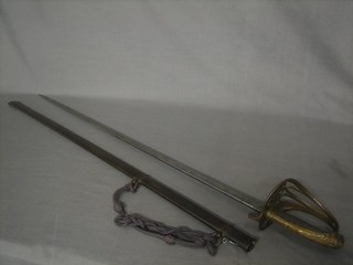 A Victorian Infantry Officer's sword by S Adams of Plymouth, complete with metal scabbard