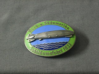 A 1933 oval enamelled badge to commemorate Atlantic Flight of a Zeppelin, the reverse marked Kerboa