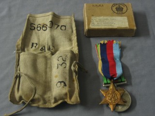 A group of 4 medals attributed to  WH Gilbert comprising 1939-45 Star, Africa Star, Defence and War medal together with a housewife (sewing kit)