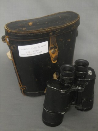 A pair of Carl Zeiss field glasses marked Jena with non-original case 