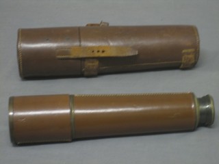 A 3 draw telescope marked Tel.Sct.Regts.Mk II 1940 (f) contained in a leather carrying case