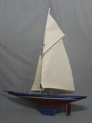 A large wooden pond racing yacht 45"