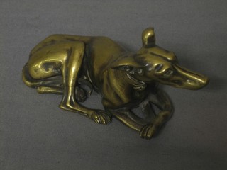 A gilt bronze figure of a seated greyhound 4 1/2"
