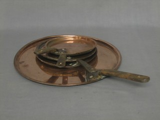 4 copper saucepan lids with iron handles 