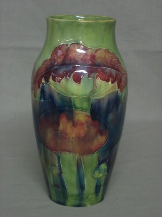 A Moorcroft green glazed vase decorated mushrooms, the base signed Moorcroft and impressed 1200, Made for Liberty & Co Registered no. 420081 9 1/2" 