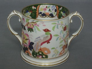 A Masons twin handled "Loving Cup", the base with pink Masons Ironstone china mark and 4 255G 4"