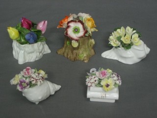 2 Doulton floral posies, 2 Aynsley ditto and 1 other