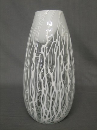 An Art Glass style decorative white crackle glazed vase 14"