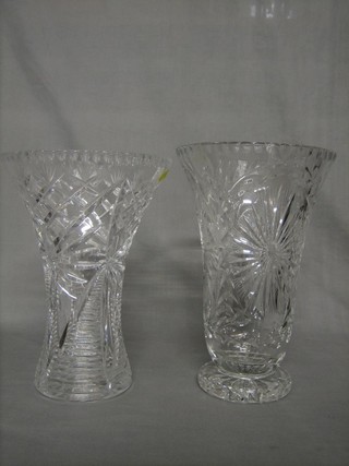 A pair of glass waisted vases 12" (chips to vases)