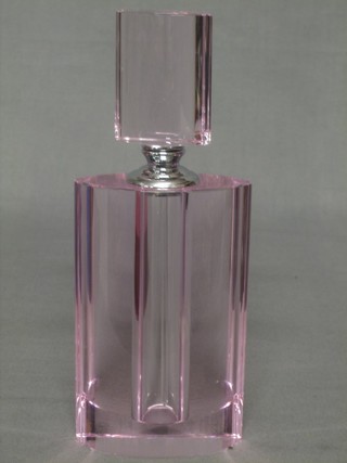 An oval glass scent bottle with stopper 8", boxed