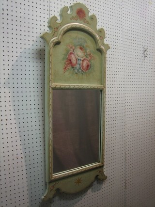 A Continental rectangular plate mirror contained in a painted Chippendale style frame 37"