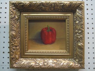 Maureen Whitley, oil on board "Red Pepper" 4" x 5"