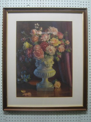 A W Pearce, watercolour "Still Life, Vase of Roses" 20" x 15"