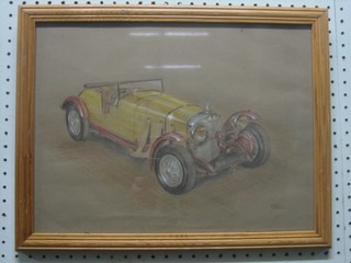 Colin Brown, gouache drawing "Mercedes Motor Car" 11" x 15" 