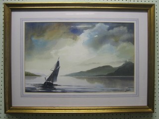 H Thompson, watercolour "Early One Morning" 12 1/2" x 20"