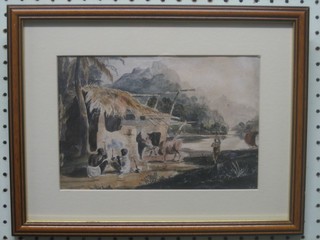 Watercolour "Naked Figures" the reverse marked Thomas Dalrymple sketch from section or section canal 6" x 9"