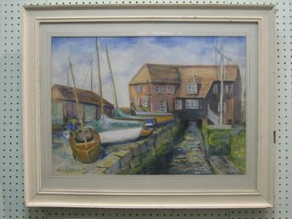 M S Leusen,  watercolour "Boat House" 15" x 21"