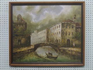 I Costello, impressionist oil on canvas "Venetian Scene with Gondola" 19" x 23" 