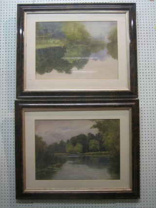 Fred Dixie, pair of watercolours "River Scenes" 14" x 21"