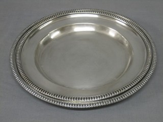 2 circular silver plated platters by Elkingtons with bead work borders 11"