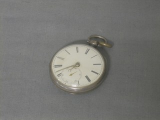 An open faced pocket watch by Nicholas Evans of Bridge Town Barbados contained in a silver case, together with a related miniature portrait of a young lady wearing a blue dress 