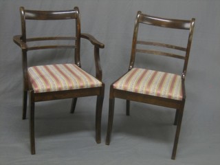 A set of 6 Georgian style mahogany bar back dining chairs - 2 carvers, 4 standard