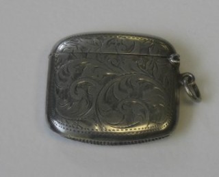 An engraved silver vesta case, Birmingham 1918 