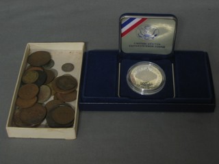 An American silver Constitution coin and a small collection of coins