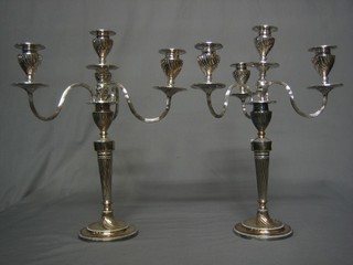 A pair of silver plated 5 light candelabrum by Goldsmiths & Silversmiths Company (1f) 
