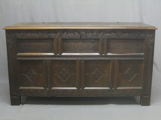 A Victorian carved oak coffer constructed from old timber marked DB1083 55"