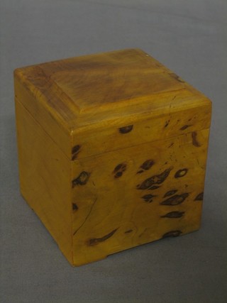 A rectangular "walnut" caddy with hinged lid 3"