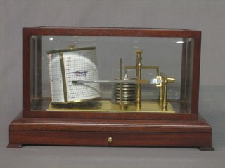 A 20th Century barograph by Sewills of Liverpool, contained in a mahogany case 