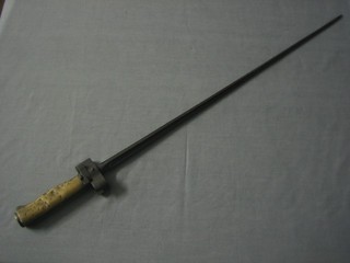 A French bayonet with 21 1/2" stiletto blade, brass grip (no scabbard)