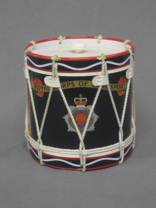 An ice bucket in the form of a Royal Corps of Transport drum